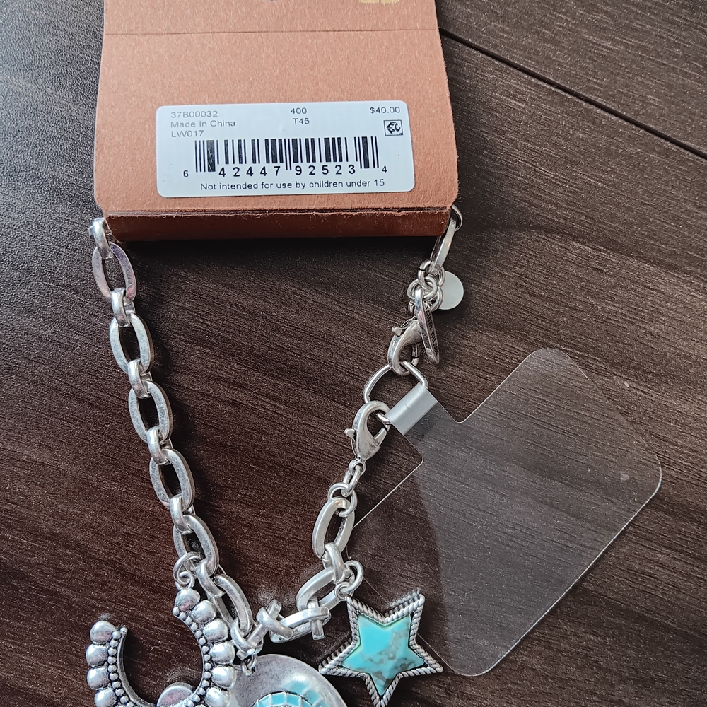 Lainey Wilson x Verizon Silver Charm Phone Chain with Turquoise Accents - Picture 2 of 2